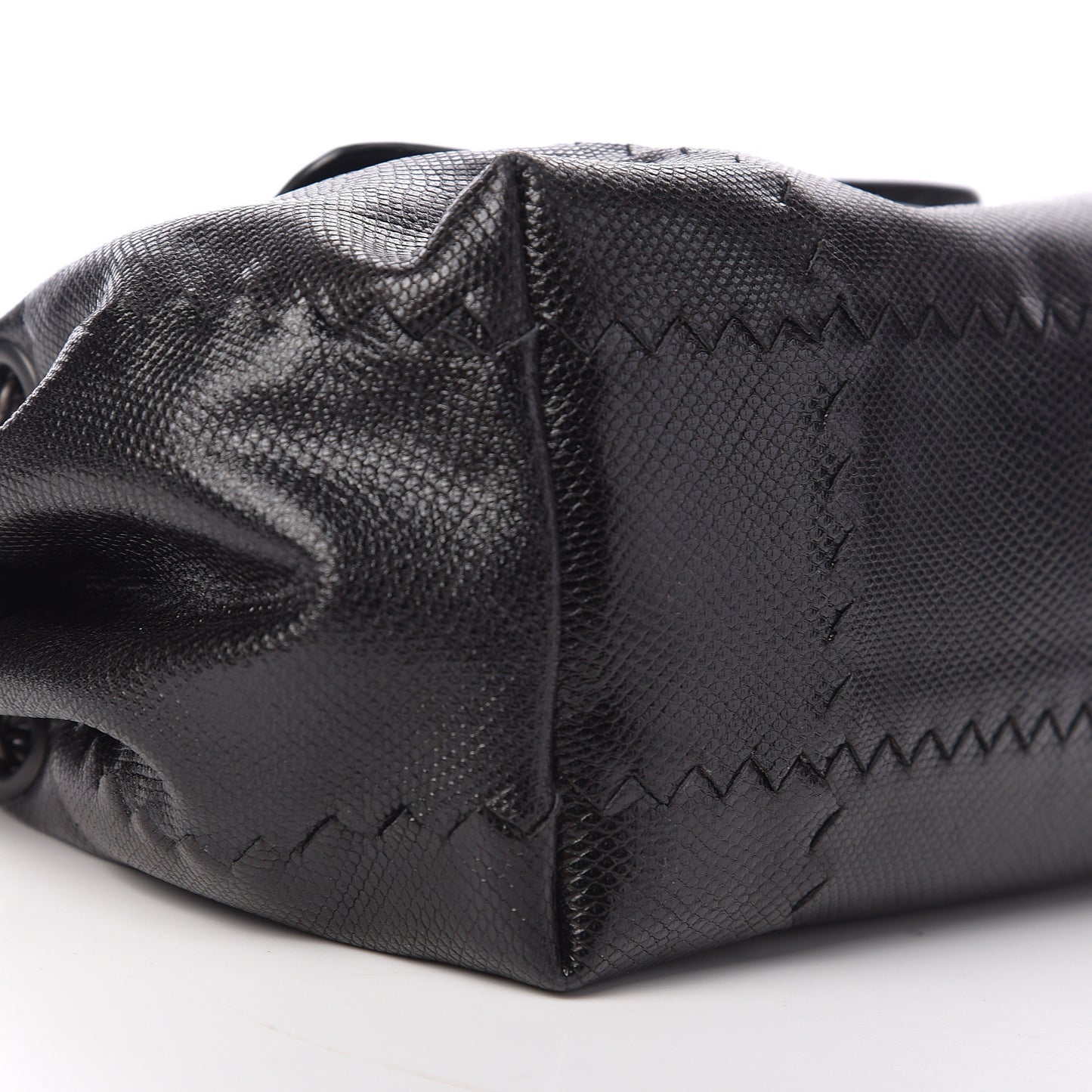 Vesuvio Karung Nappa Intrecciato Cravatteria Small Flap Shoulder Bag Black