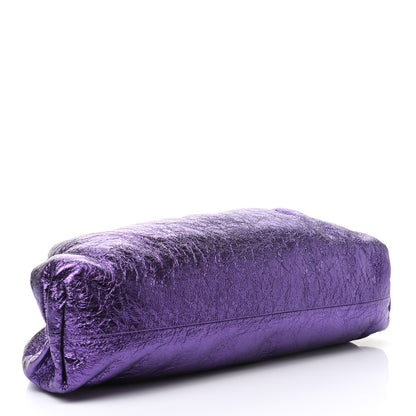 Bottega Veneta Metallic Crinkled Lambskin The Pouch Viola 9 of 22