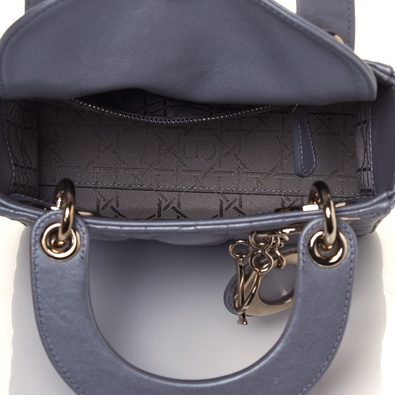 Christian Dior Metallic Lambskin Cannage Mini Lady Dior Grey 5 of 14