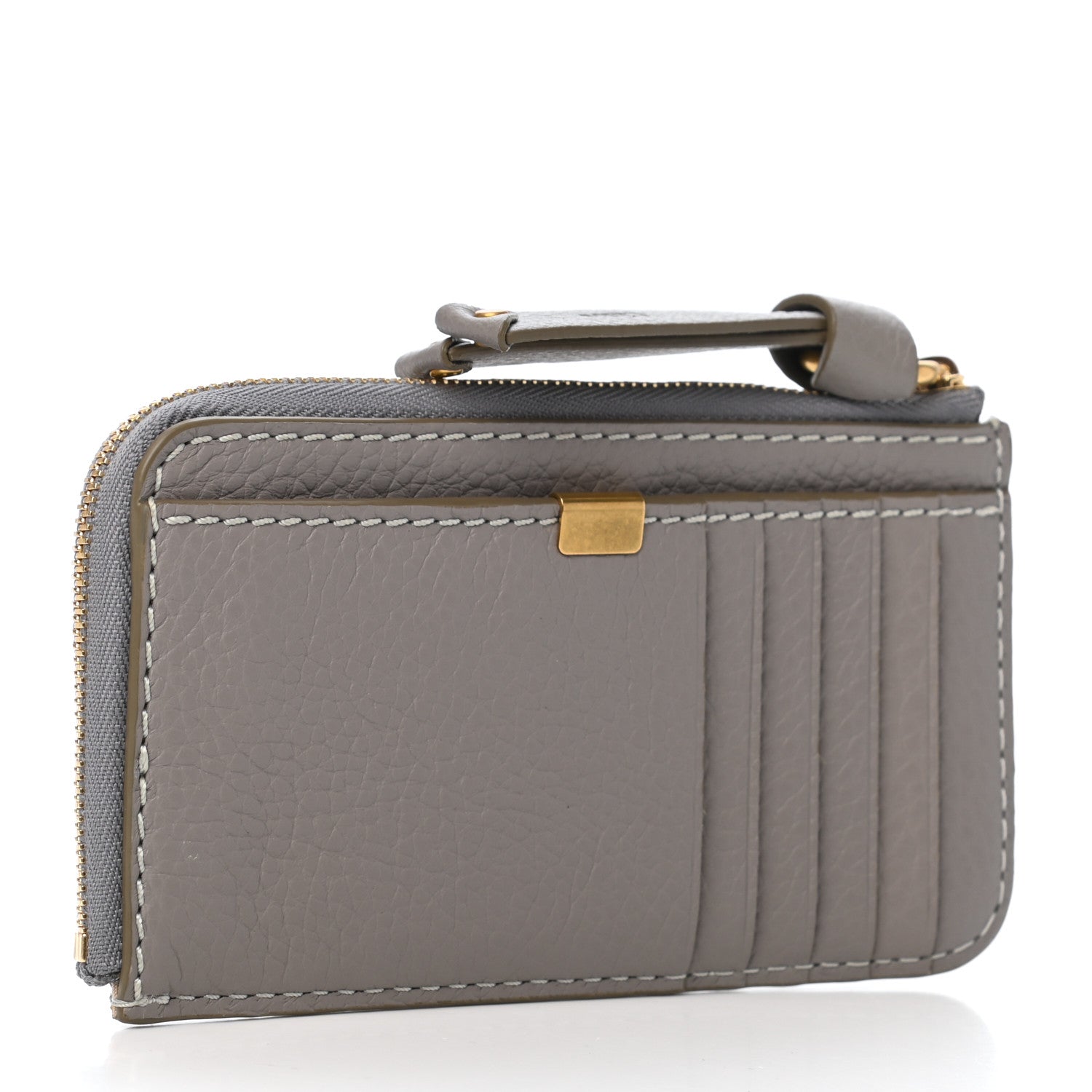 Chloe Grained Calfskin Medium Marcie Zip Card Holder Cashmere Grey 3 of 7