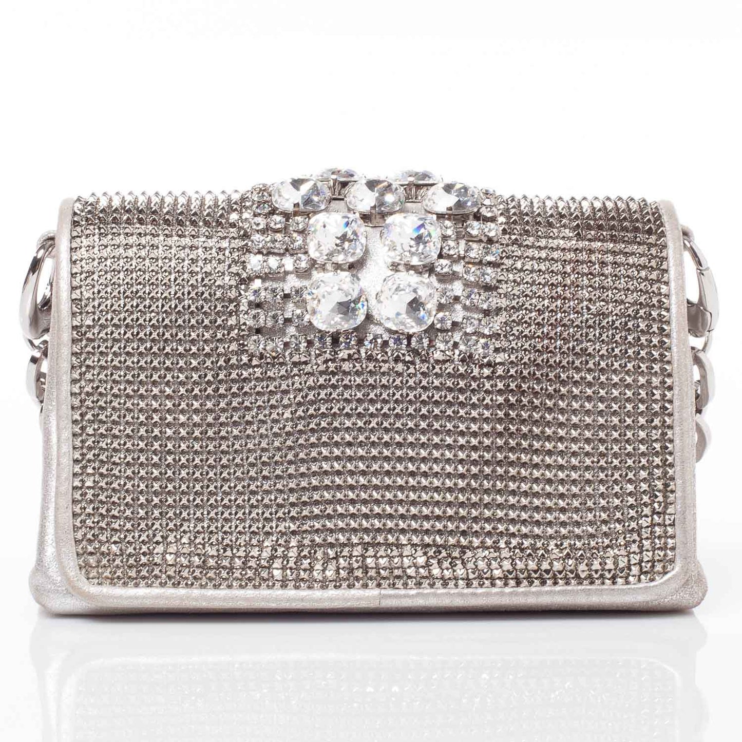 Crystal Embellished Mesh Cecile Clutch Bag