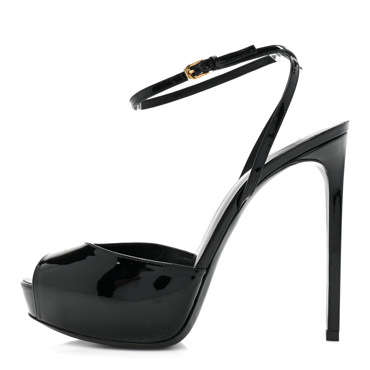 Saint Laurent Patent Tribute Lips Platform Sandals 40.5 Black 1 of 8