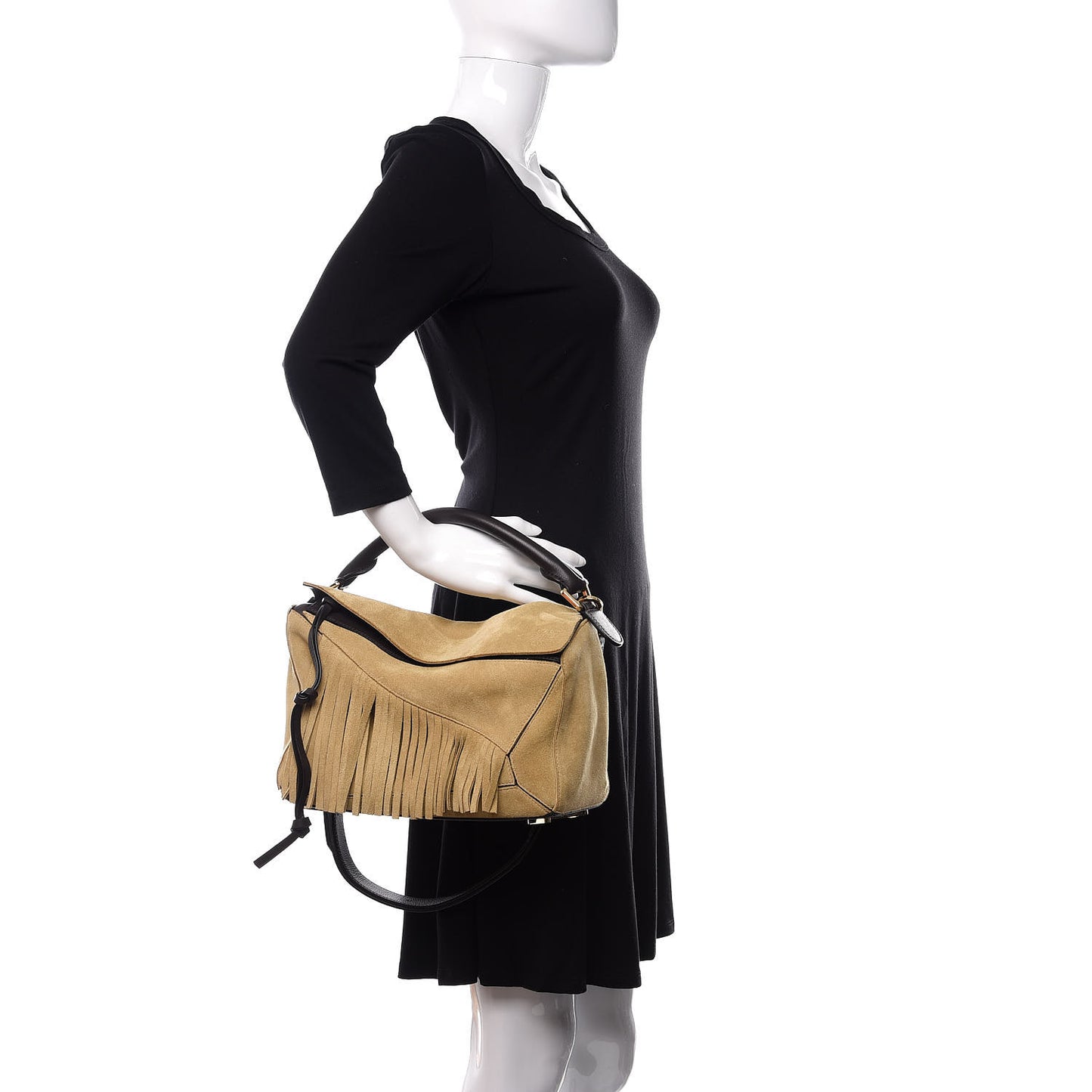 Suede Fringe Puzzle Bag Gold