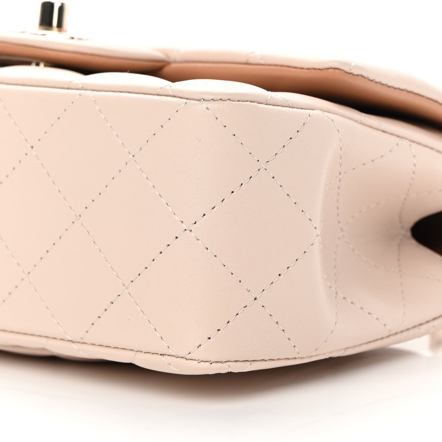 Chanel Lambskin Quilted Bi-Color Mini Top Handle Rectangular Flap Ecru Dark Beige 10 of 12