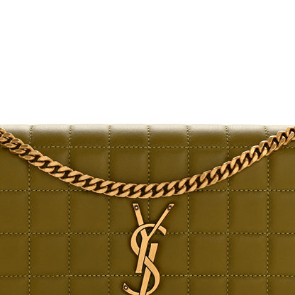 Saint Laurent Lambskin Carre Quilted Cassandre Chain Wallet Olive Drab 8 of 14