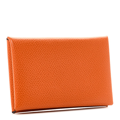 Hermes Epsom Verso Calvi Card Case Orange Céleste 3 of 9