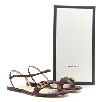 Gucci Lifford Calfskin GG Marmont Ankle Wrap Flat Sandals 39.5 Vintage Bordeaux 13 of 13
