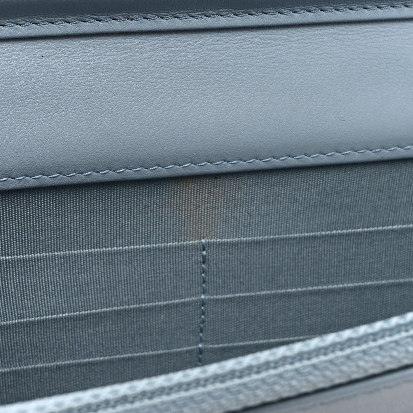 Faded Patent Calfskin Quilted Wallet on Chain Blue
