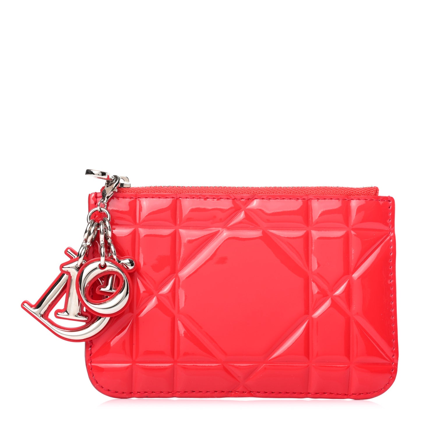 Patent Cannage Lady Dior Key Pouch Red