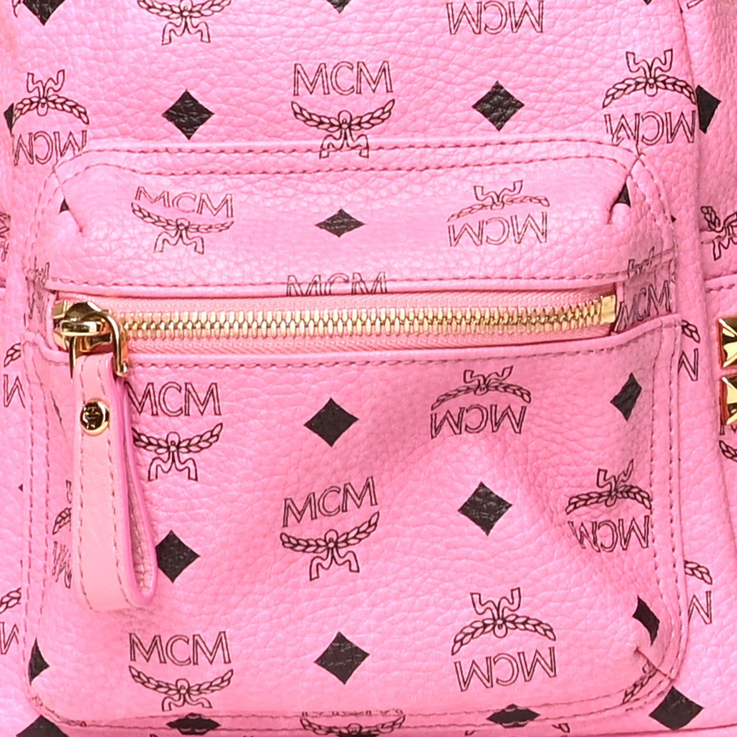 MCM Visetos Side Stud Mini Stark Backpack Pink 8 of 12