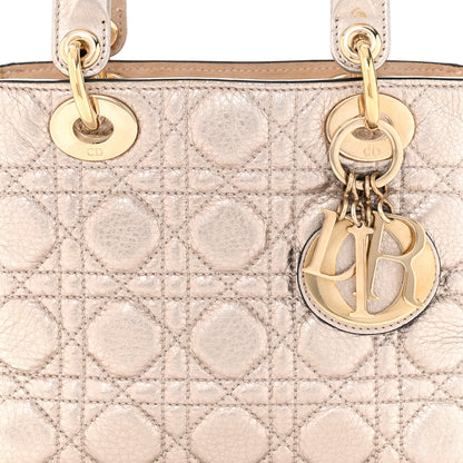 Christian Dior Metallic Grained Calfskin Cannage Small Supple Lady Dior Pale Gold 8 of 15
