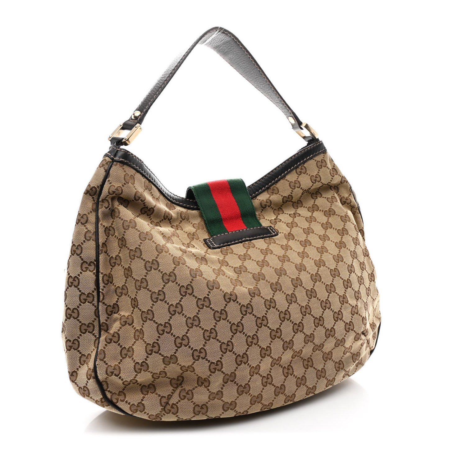 Monogram Large New Ladies Web Hobo Dark Brown