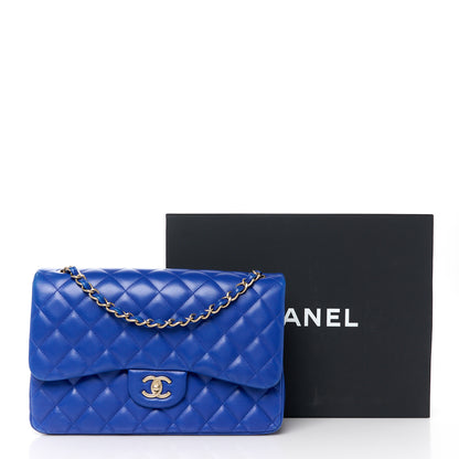 Chanel Lambskin Quilted Jumbo Double Flap Blue 13 of 13