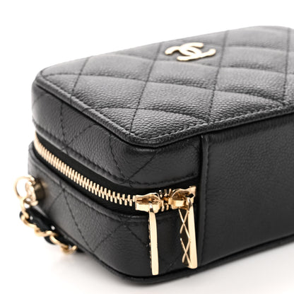 Chanel Caviar Quilted Small Top Handle Vanity Case With Chain Black 10 of 12