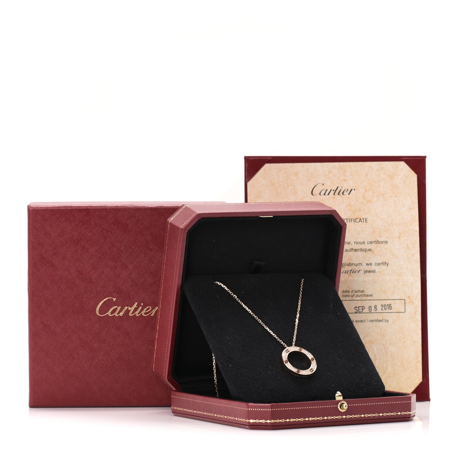 Cartier 18K Pink Gold Diamond LOVE Paved Necklace 6 of 6