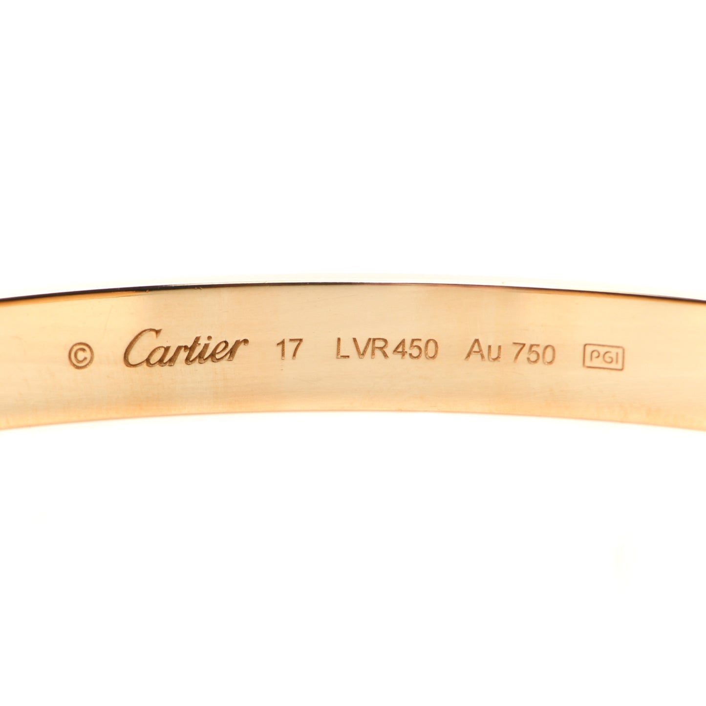18K Yellow Gold LOVE Cuff Bracelet 17