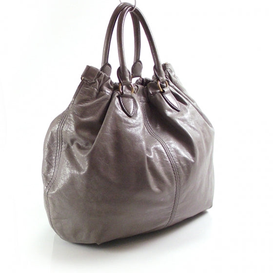 Miu Miu Nappa Frame Gathered Tote Lux Astro Grey 3 of 11