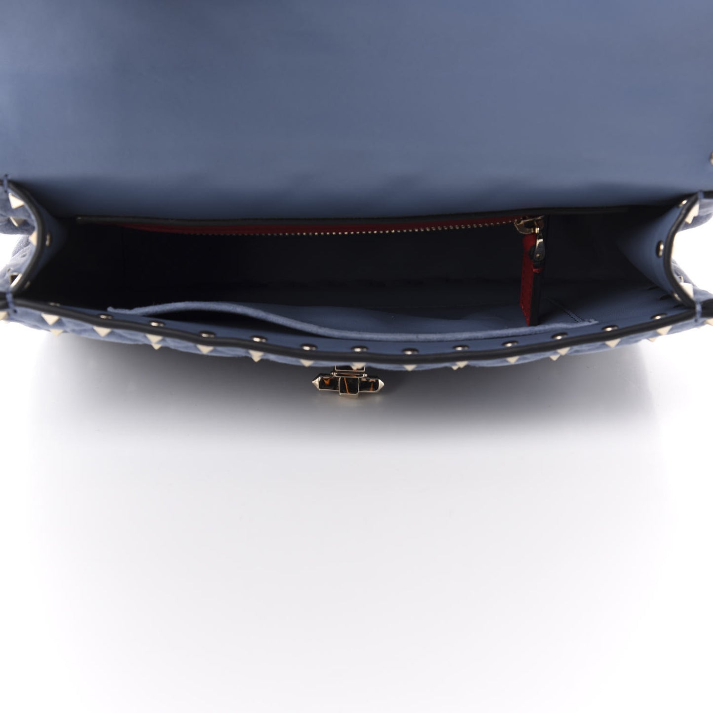 Suede Medium Rockstud Spike Shoulder Bag Blue
