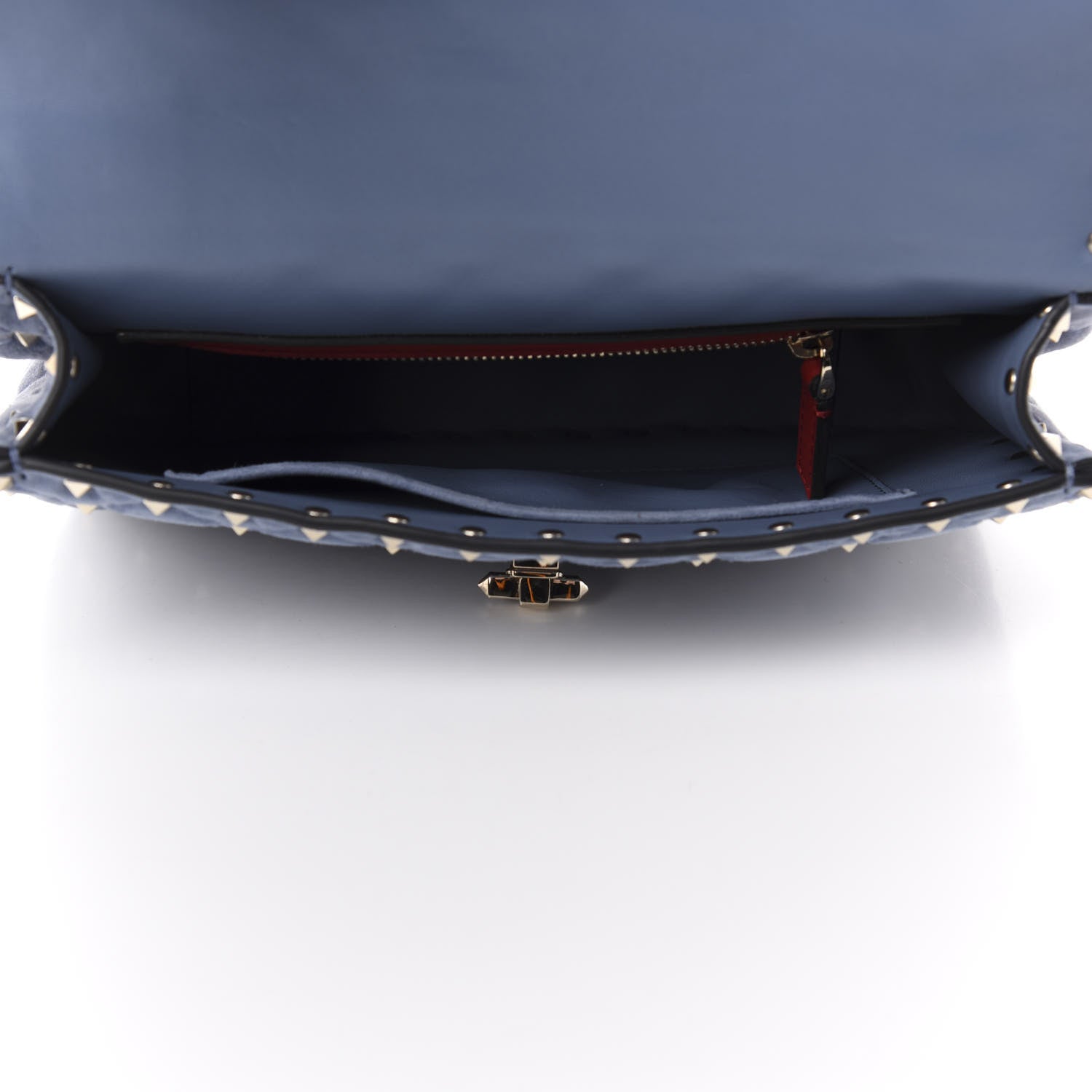 Valentino Garavani Suede Medium Rockstud Spike Shoulder Bag Blue 5 of 10