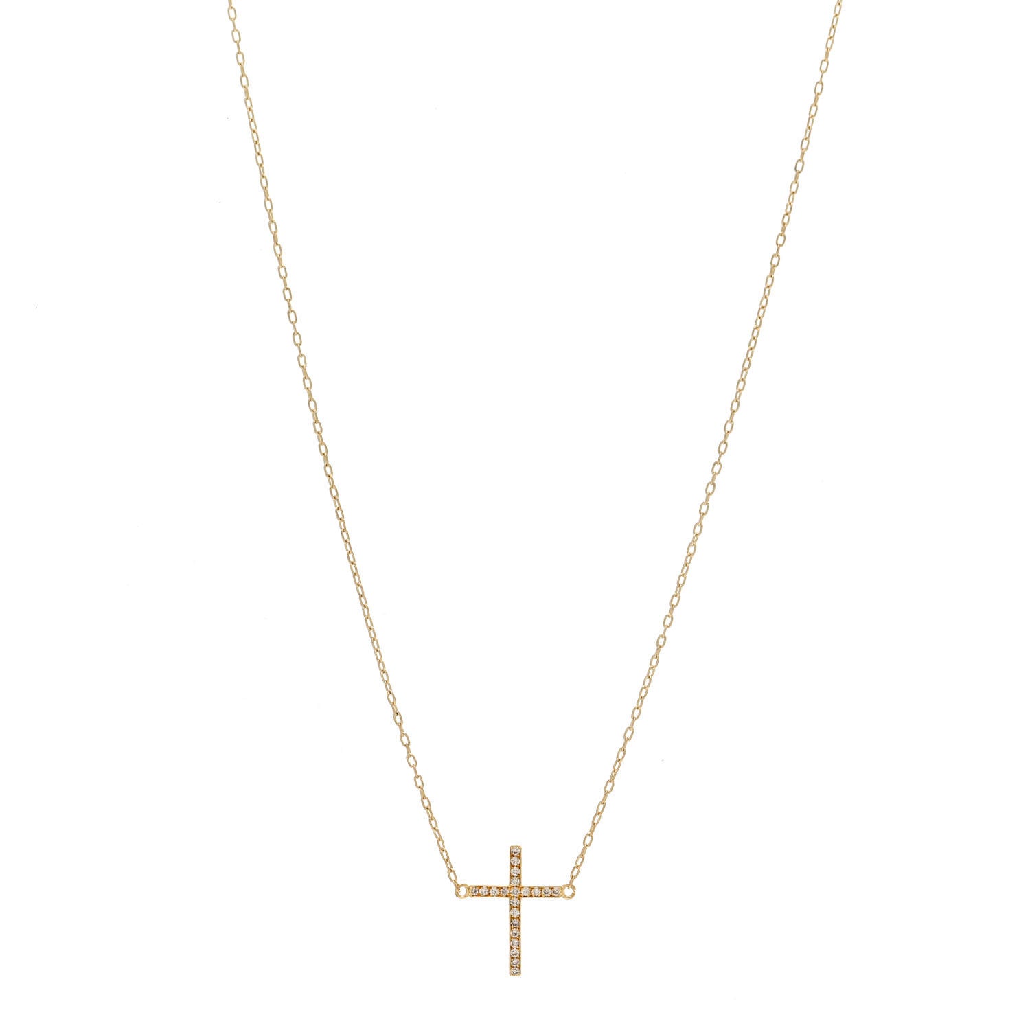 Jennifer Meyer 18K Yellow Gold Diamond Cross Pendant Necklace 1 of 4