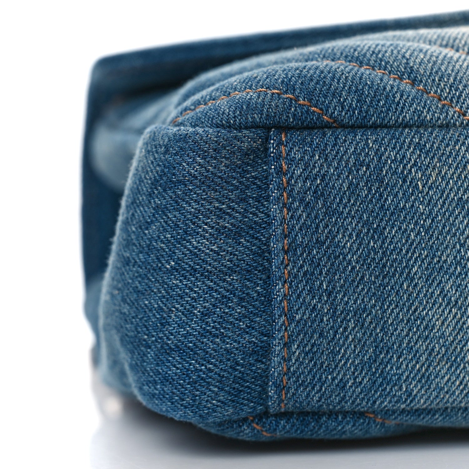Saint Laurent Washed Denim Matelasse Chevron Monogram Medium College Bag Blue Cinnamon 7 of 10