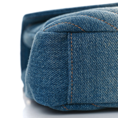 Saint Laurent Washed Denim Matelasse Chevron Monogram Medium College Bag Blue Cinnamon 7 of 10