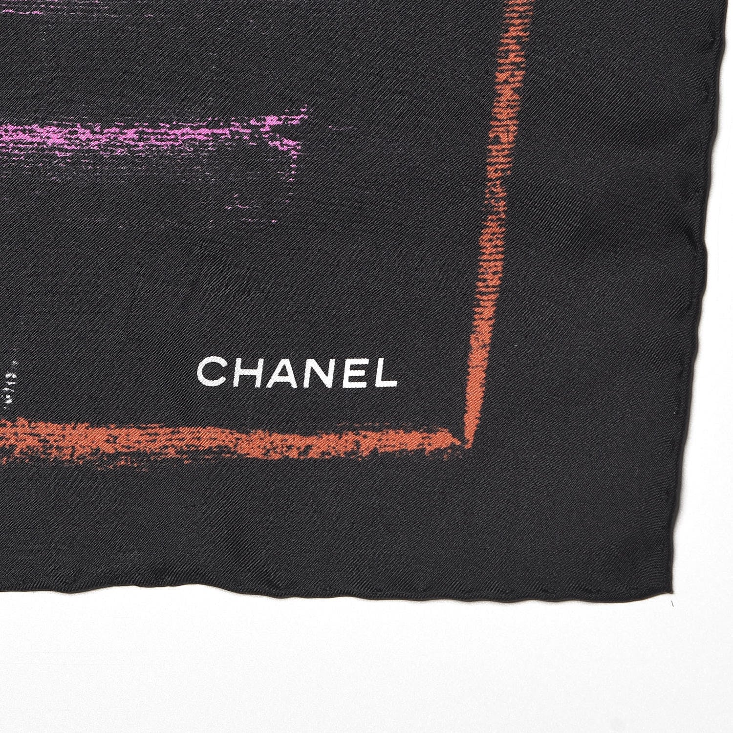 Chanel Silk Twill Chalk Print CC Square Scarf Black 3 of 4