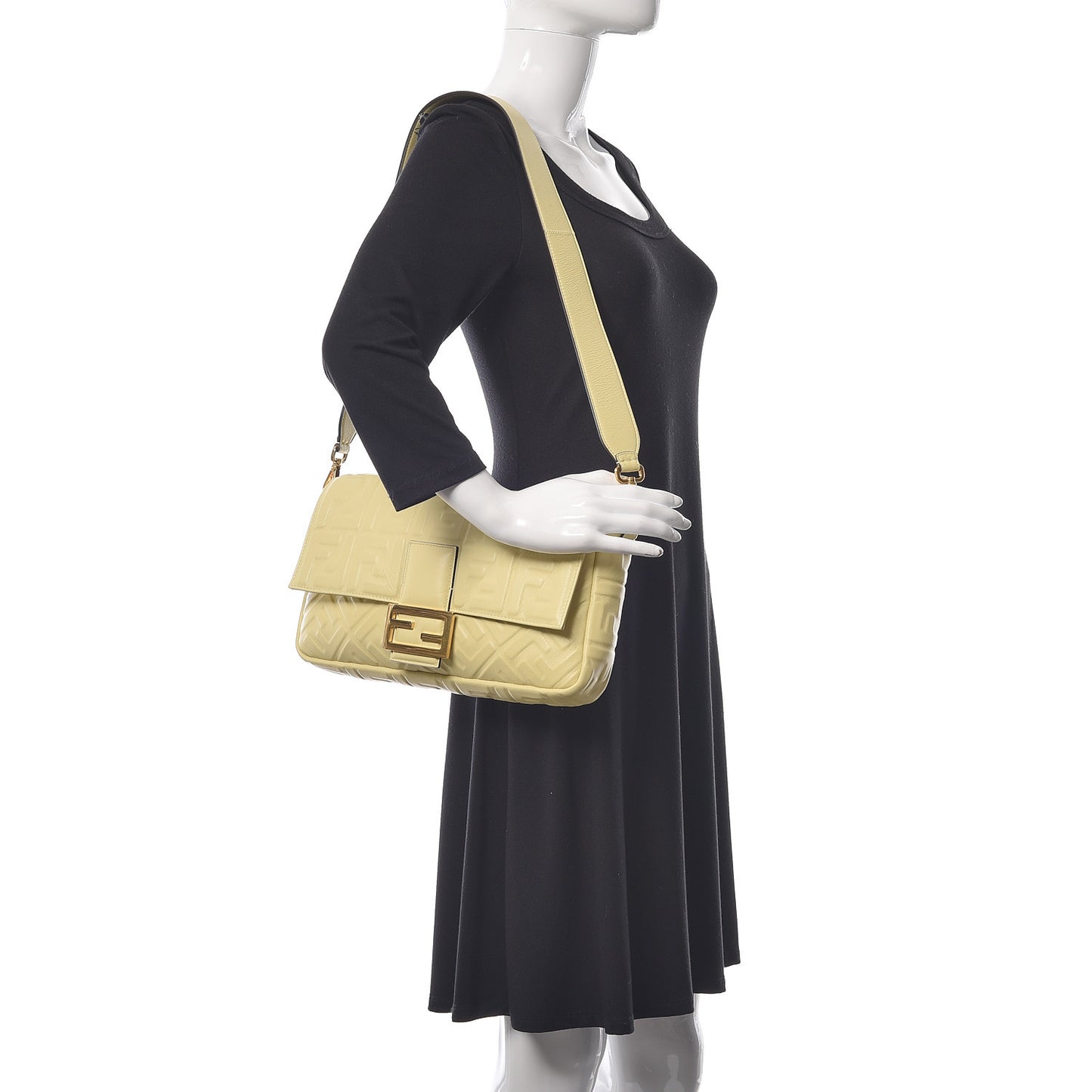 Nappa FF 1974 Embossed Large Baguette Banana