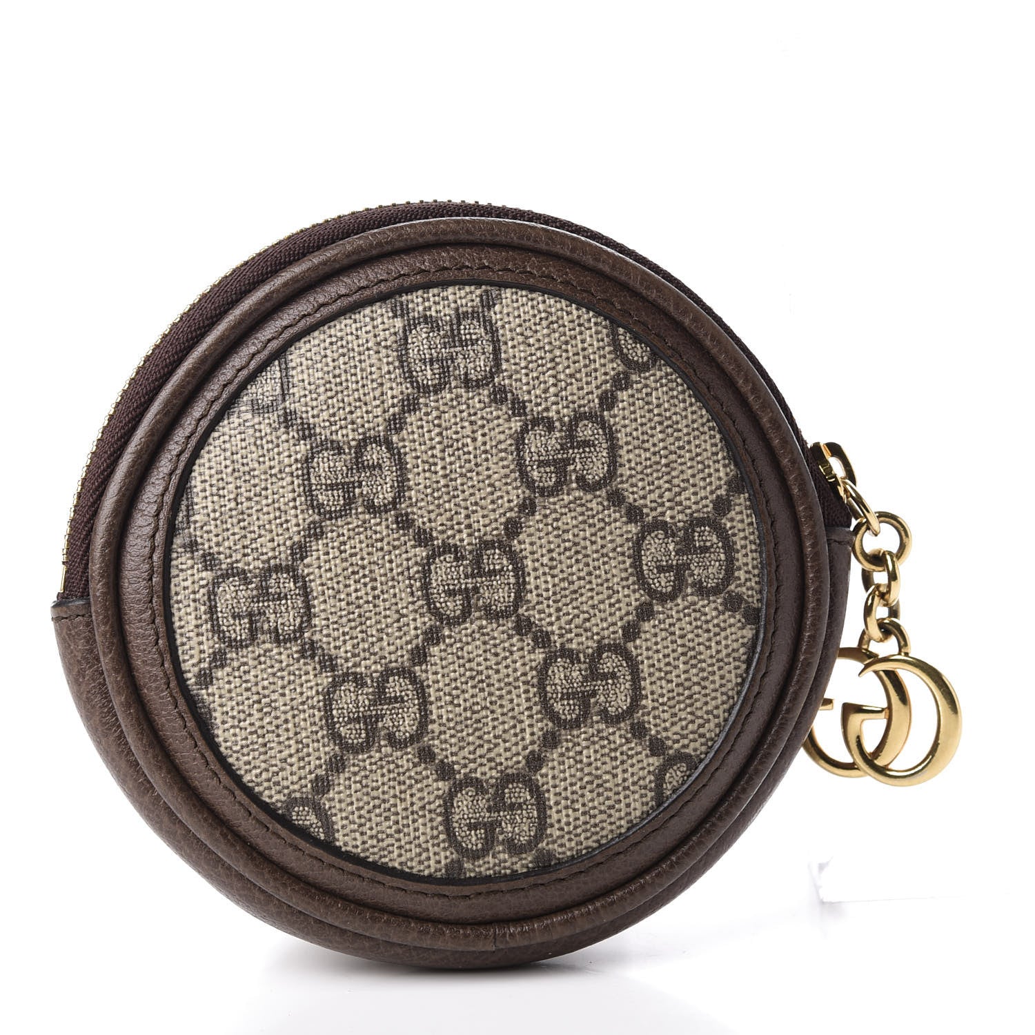 Gucci GG Supreme Monogram Web Ophidia Round Coin Purse Beige New Acero 2 of 9