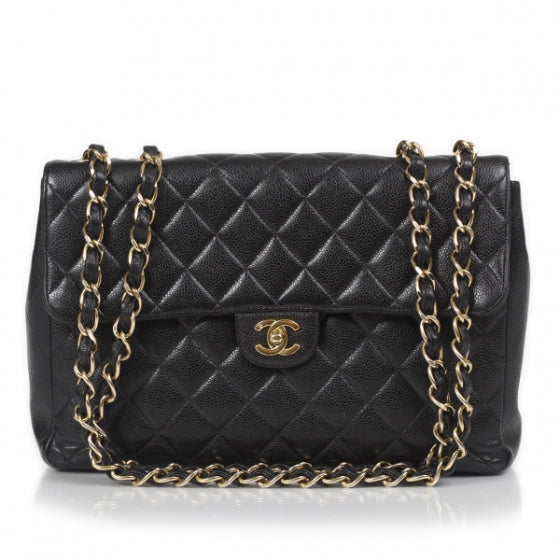 Caviar Jumbo Flap Black GHW
