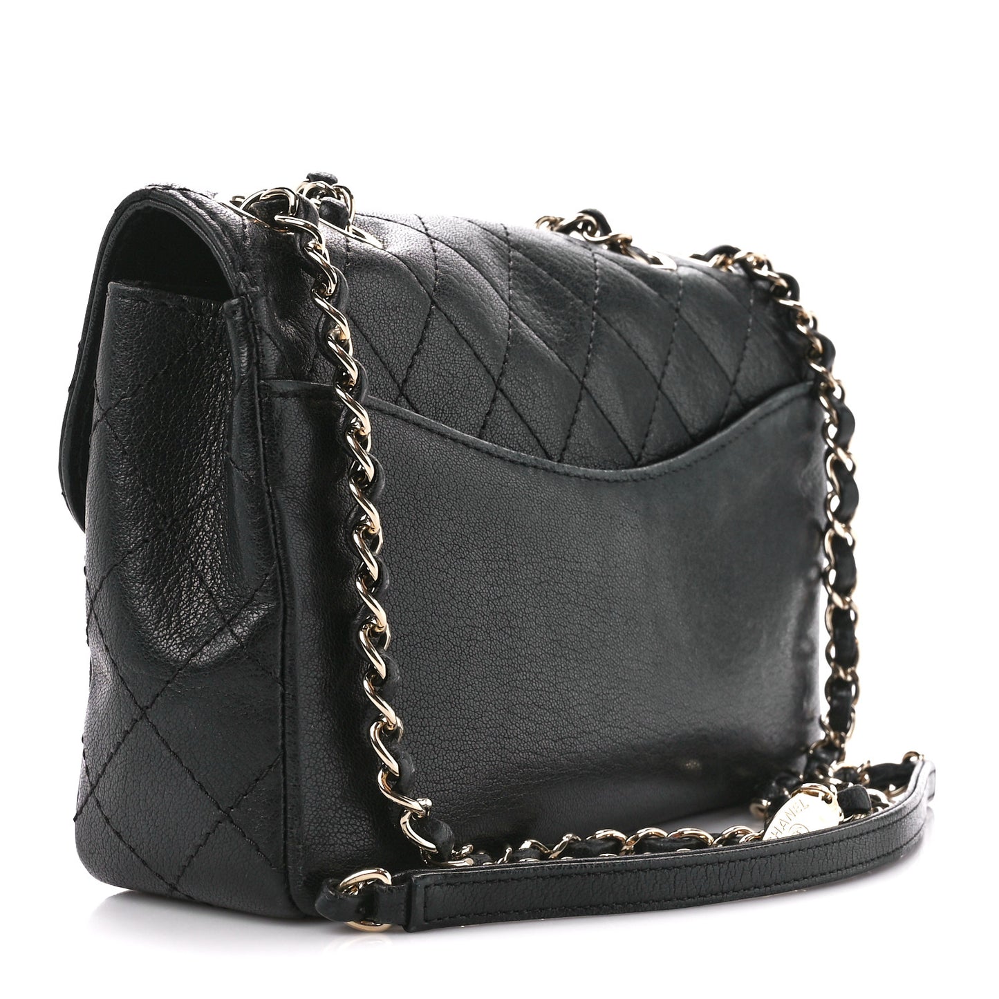 Goatskin Quilted Coco Curve Flap Messenger Flap Black
