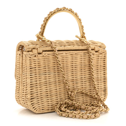 Chanel Braided Rattan Mini CC Top Handle Flap Beige 3 of 11