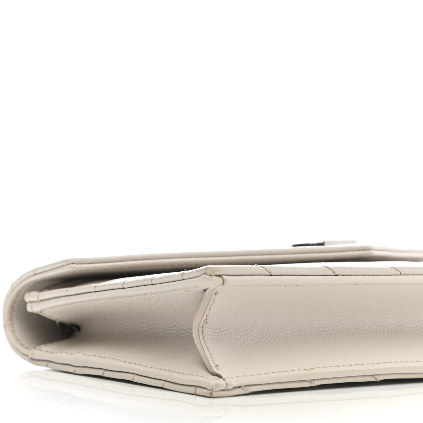 Grain De Poudre Matelasse Chevron Monogram Envelope Chain Wallet Optical White