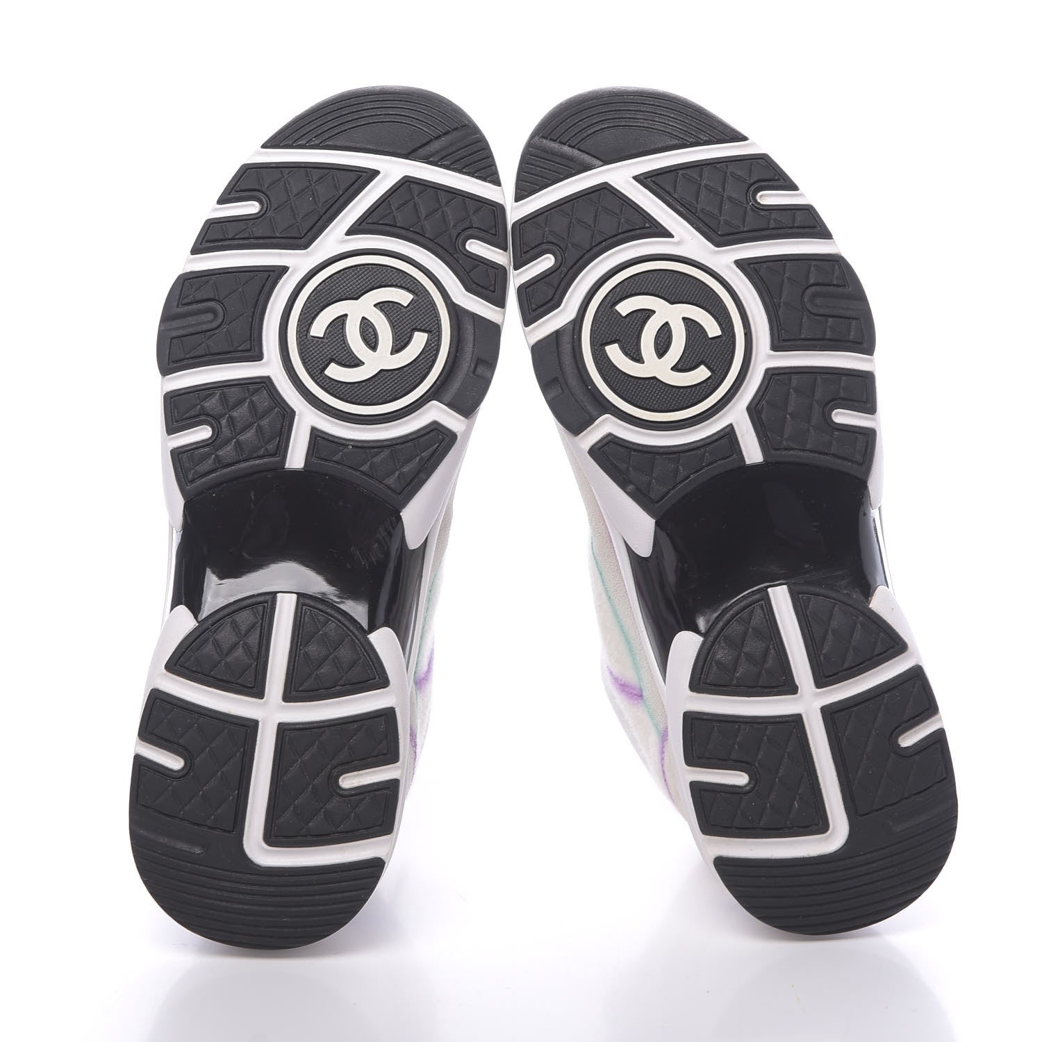 Chanel Wool Suede Calfskin CC Sneakers 37 Multicolor 5 of 10