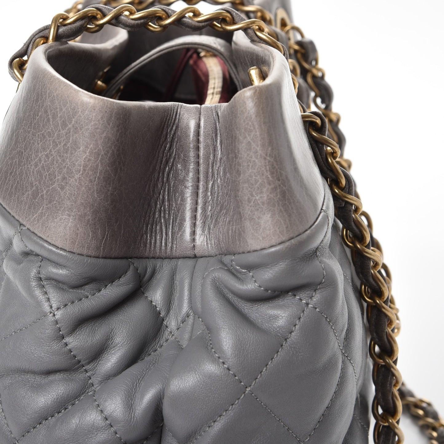 Calfskin Quilted Medium Soft Elegance Tote Grey