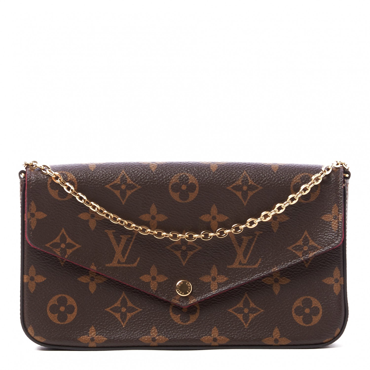 Louis Vuitton Monogram Pochette Felicie Chain Wallet Fuchsia 1 of 9