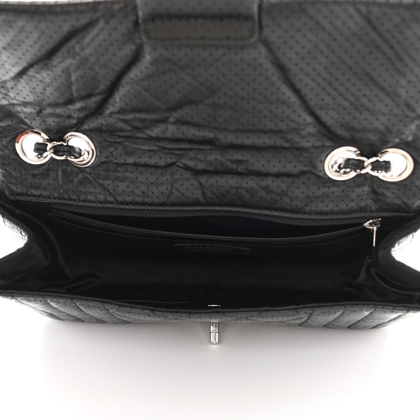 Aged Calfskin Perforated Flap Black