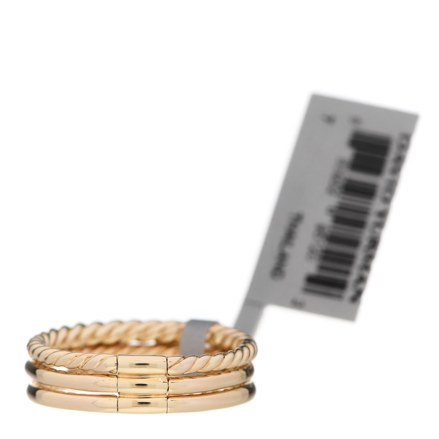 David Yurman 18K Yellow Gold Diamond Pink Sapphire Three Row Novella Ring 54 7 3 of 4