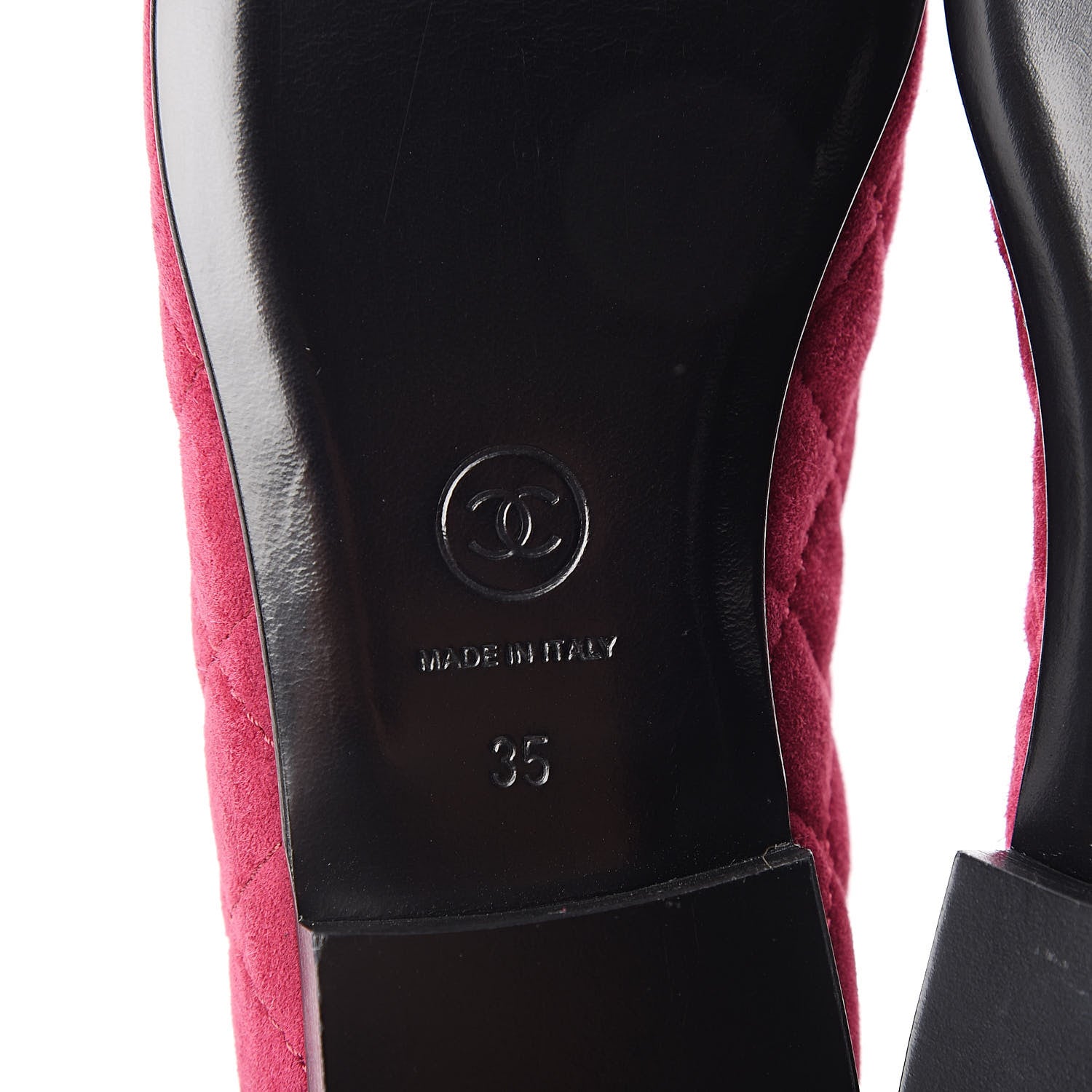 Chanel Suede Calfskin Quilted Cap Toe CC Ballerina Flats 35 Dark Pink 6 of 9