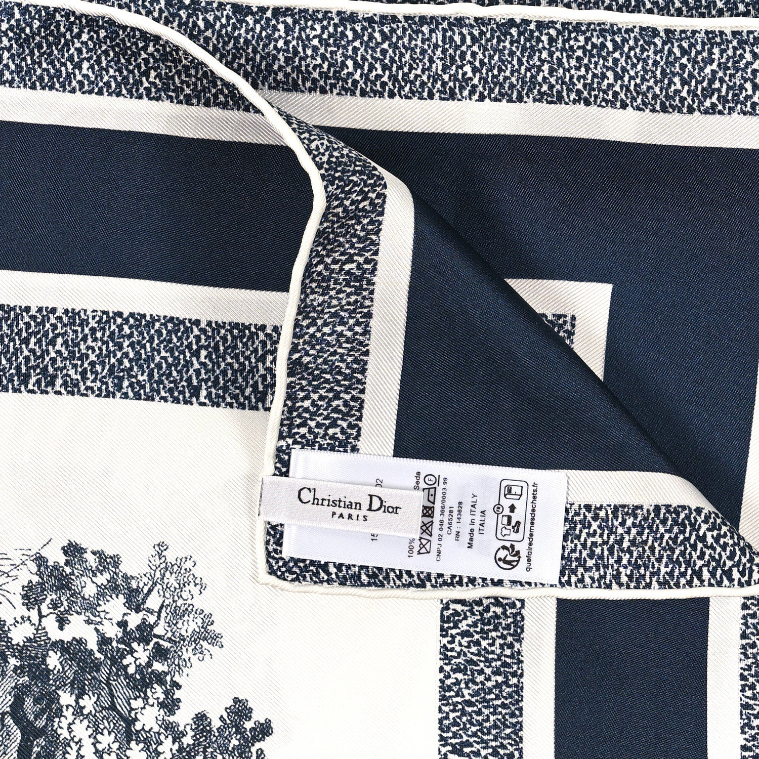 Christian Dior Silk Toile De Jouy Scarf Blue Marine 3 of 3