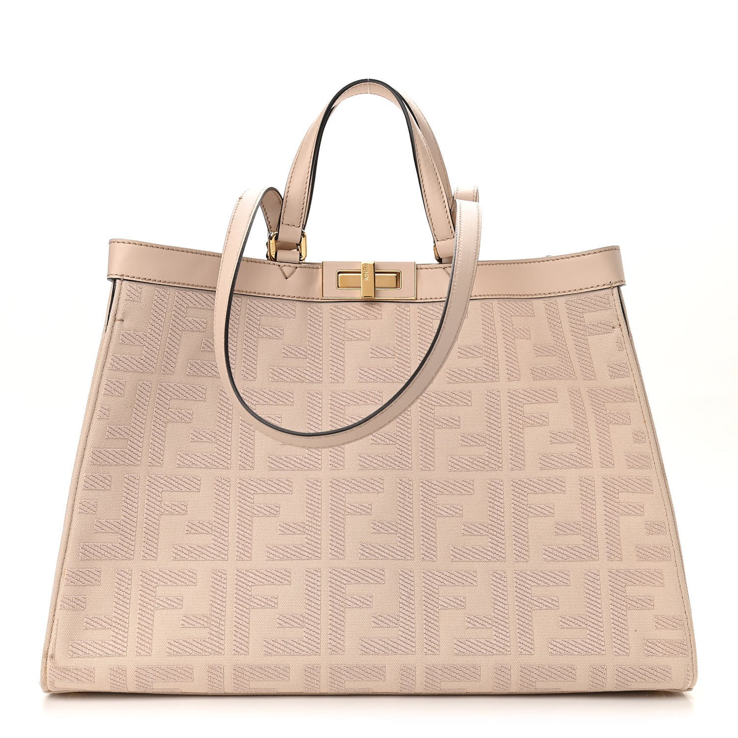 Canvas Vitello King FF Embroidered Medium Peekaboo X-Tote Poudre