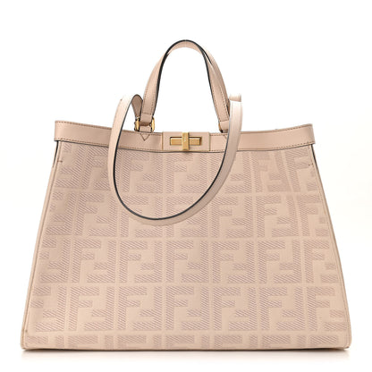 Fendi Canvas Vitello King FF Embroidered Medium Peekaboo X-Tote Poudre 1 of 13