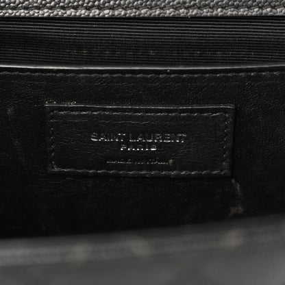 Saint Laurent Grain De Poudre Textured Mixed Matelasse Triquilt Medium Monogram Satchel Black 6 of 13