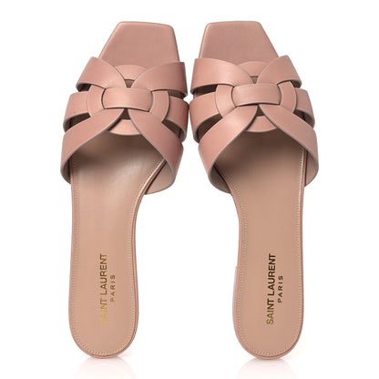 Saint Laurent Calfskin Tribute 05 Slide Sandals 40.5 Nude 2 of 14