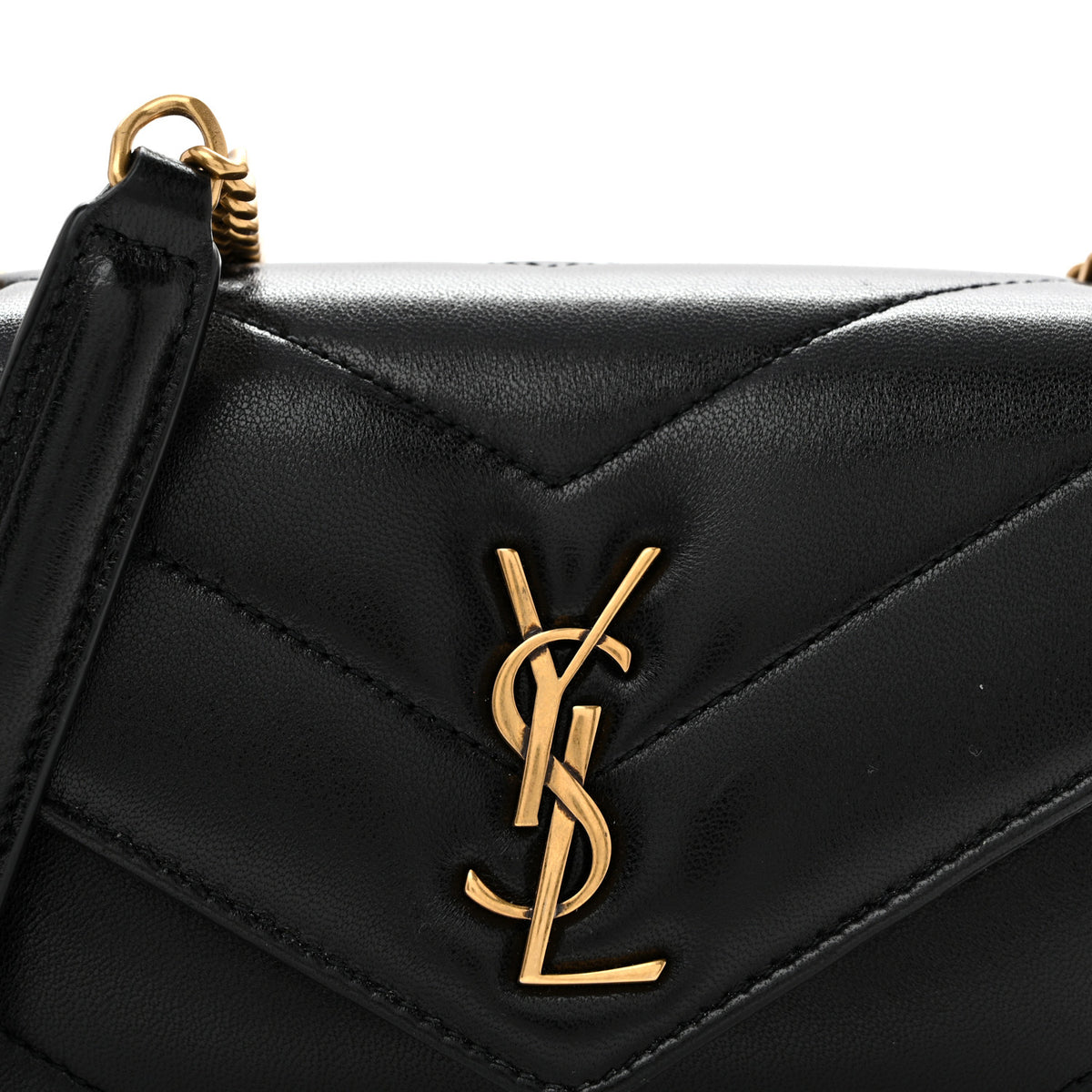 Lambskin Chevron Quilted Mini Loulou Black