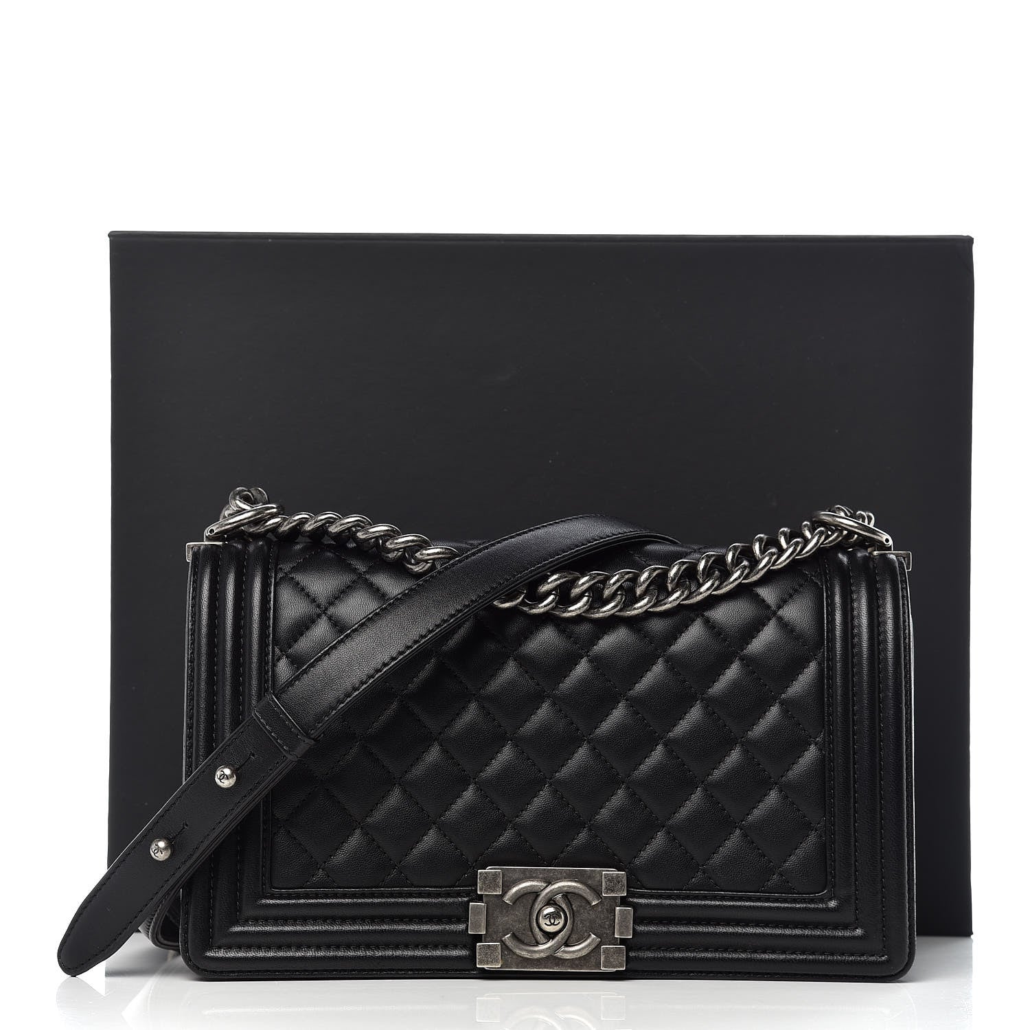 Chanel Lambskin Quilted Medium Boy Flap Black 12 of 12