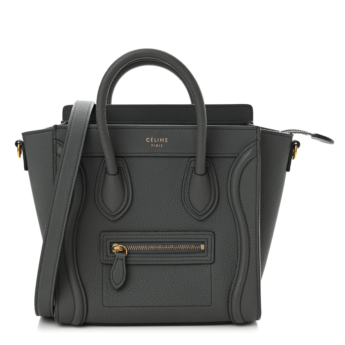 Drummed Calfskin Nano Luggage Kohl