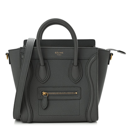 Celine Drummed Calfskin Nano Luggage Kohl 1 of 11