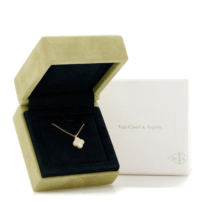 Van Cleef & Arpels 18K Yellow Gold Mother of Pearl Sweet Alhambra Pendant Necklace 7 of 7