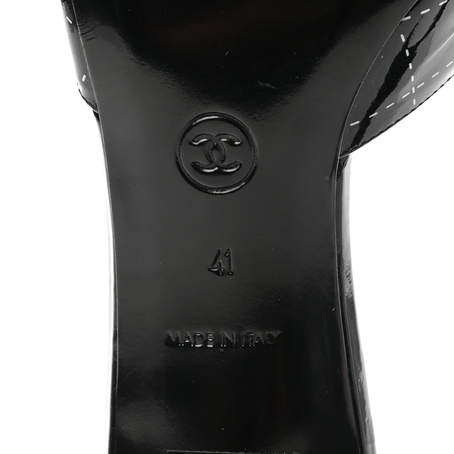 Chanel Patent Printed Mule Sandals 41 Black 4 of 8